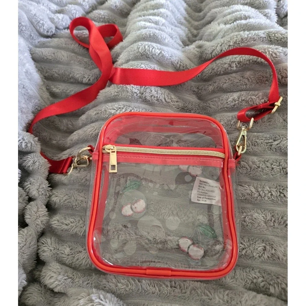 TARGET Art Class Girls' Clear with Red Embroidered Cherries Crossbody CUTE!
